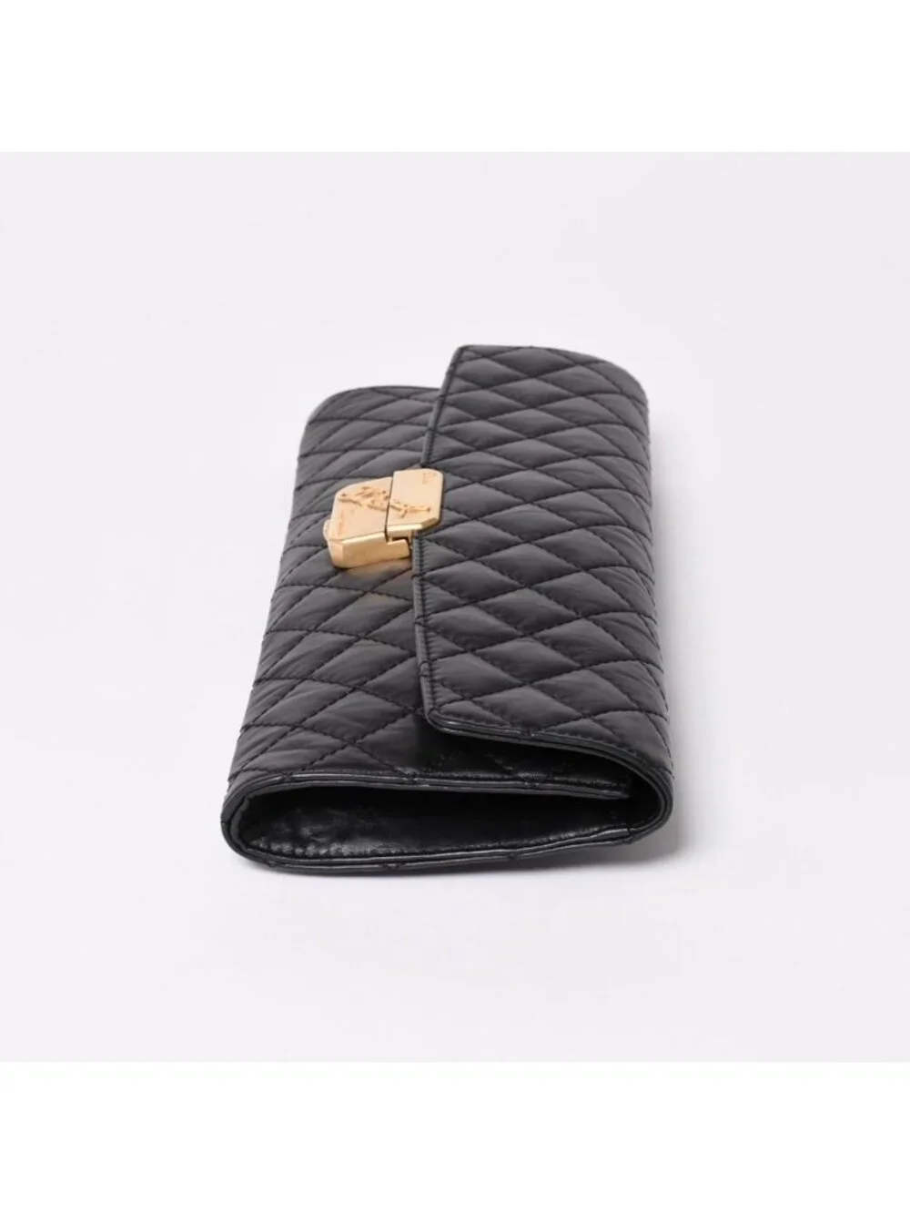Chanel Metiers D'art Collection Clutch CC Logo Aged Calfskin Black